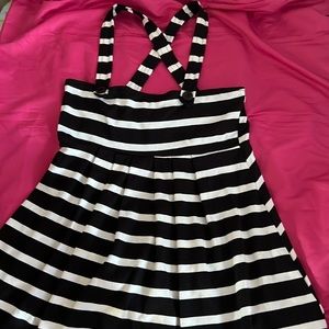 Black and white mini striped dress